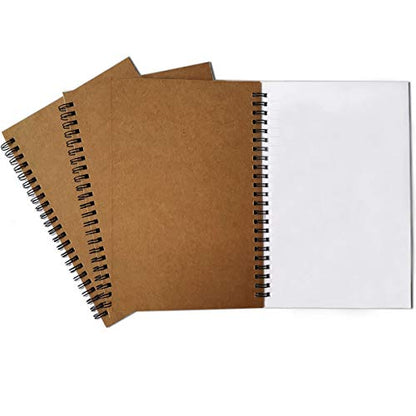 Twinkle Spiral Journal, 3Pack Spiral Notebooks, Thick Blank Paper 120 Pages Sketchbook, Notepad&Daily Planners (Khaki)