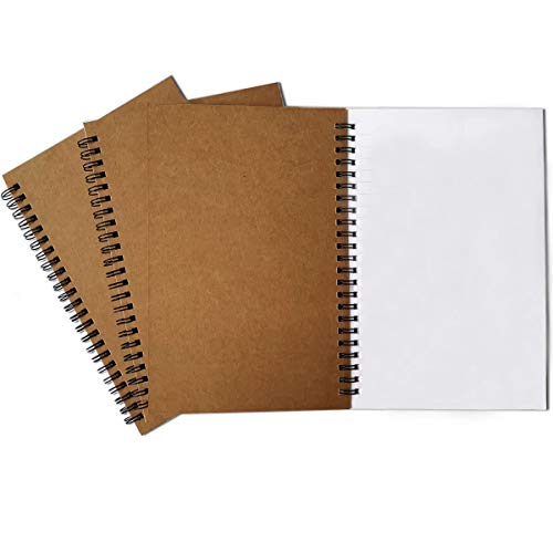 Twinkle Spiral Journal, 3Pack Spiral Notebooks, Thick Blank Paper 120 Pages Sketchbook, Notepad&Daily Planners (Khaki)