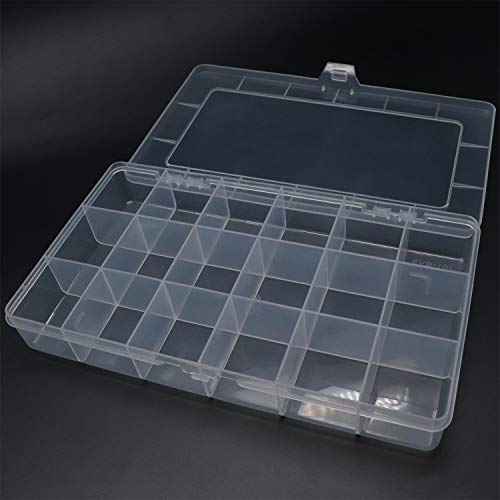 Xiaoyztan Clear Plastic Organizer, 18 Fixed Grids, Jewelry Box Bead Storage Container for Small Parts, Fishing Tackle, DIY Crafts, and Earrings, Overall 8 x 4.7 x 1.3 Inch, 2Pcs - size: 8.0x4.7x1.3 in