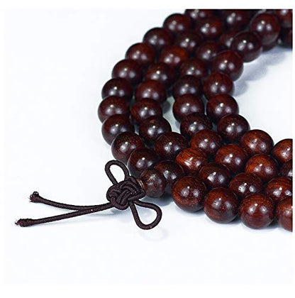 JAJAFOOK 6/8/10/12mm Unisex Mala Traditional 108 Beads Natural Red Sandalwood Bracelet Buddhist Meditation Prayer Beads Mala Necklace - style: 12mm*108beads