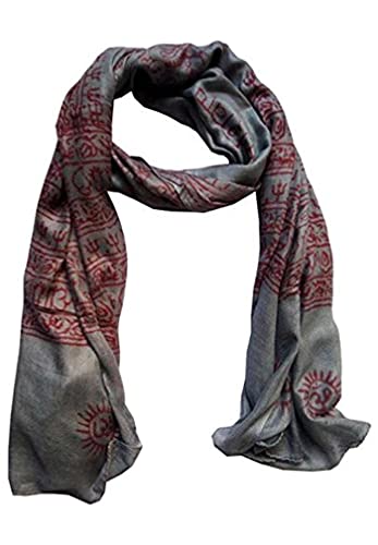 KVR Hindu Pooja Religious Cotton Indian prayer scarf with OM Krishna Ganesha Shiva Nataraja yoga spiritual auspicious prints - color: Grey-shiva-1