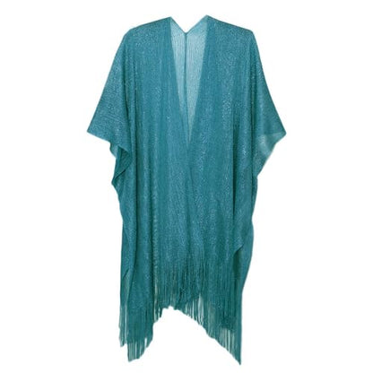 Sparkle Metallic Evening Shawls for Women formal Party Dresses Beach Travel Cardigan Shawl Wrap for Swimsuit - color: H-teal Blue