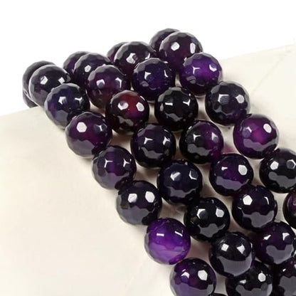 Justinstones Gemstone Crystals Chakra Beads Bracelet Crystal Healing 10mm Round Stretchable Bracelet for Her Gift - color: Faceted Purple Agate