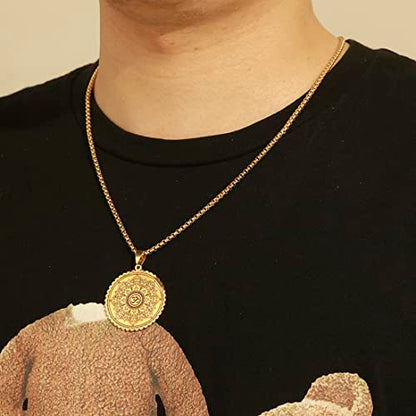 Mandala Om Aum Ohm Men's Necklace Sanskrit Symbol Om Aum Ohm Spiritual Amulet Indian Lotus Mandala Yoga Pendant Religious Jewelry Men - color: Mandala gold