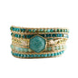 Handmade Boho Wrap Bracelets Natural Turquoise Crystal Stone Variety Beaded Strand Bracelet - color: Amazonite