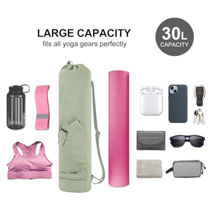 sportsnew Yoga Mat Bag with Water Bottle Pocket and Bottom Wet Pocket, Exercise Yoga Mat Carrier Multi-Functional Storage Bag, Patent pending