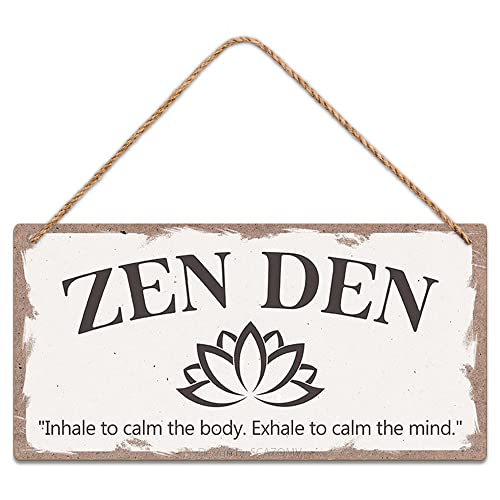 SCAZOMV Wood Decorative Signage, Zen Den Sign, Meditation Room Decor, 10X5 Inch