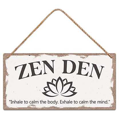 SCAZOMV Wood Decorative Signage, Zen Den Sign, Meditation Room Decor, 10X5 Inch