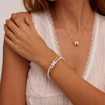 Bracelets for Women Adjustable Charm Bracelet, 18k Gold-plated Buckle Design Titanium Steel Wire Rope Women's Gift Jewelry - color: Multicolour-A