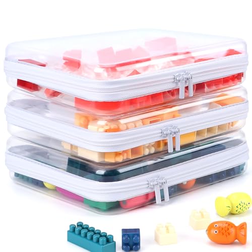 3 Pack Clear Hard Shell Zipper Case, Clear Zipper Pouches Waterproof Makeup Organizer & Travel Toiletry Bag, Diaper Bag Organizing Pouches, Plastic Pouch for Office Home Storage, Large Size - color: White, size: Large