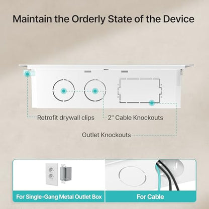 9" in-Wall Media Box, Recessed Outlet Wall Box, Structured Media Enclosure for One Connect & Network Switches, Works with Fire TV Stick & Samsung -Friendly Cable Management Kit