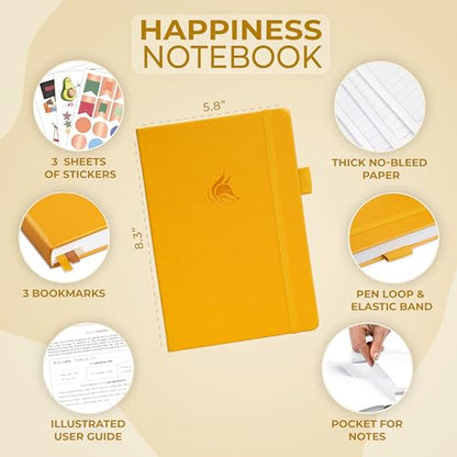 Clever Fox Happiness Notebook – Daily Positivity Journal for Women with Prompts & Positive Quotes – Affirmation & Self Esteem Gifts (Amber Yellow) - color: Amber Yellow