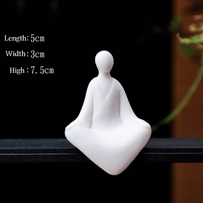 Ceramic Minimalist Statue, Chinese Ancient Buddhism Statues and Sculptures Table Top Bookshelf Top Desk/Bookshelf/Dinning Table/Teahouse Home Decor, Yoga/Zen/ Meditation/Inner Peace Decor (Set of 4)