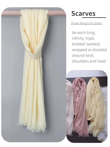 Harewom Lightweight Gauze Linen Feeling Shawl Wraps for Women Beach Summer Scarf for Evening Wedding Dresses - color: Shawl Wraps - Light Yellow