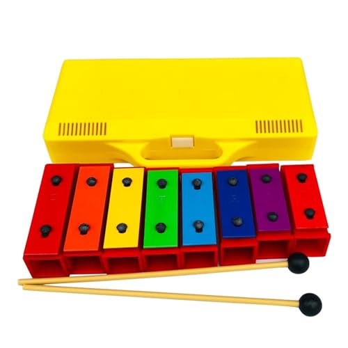 Medium Plastic Yellow Box 8-Tone Brick Colorful Soundboard Glockenspiel Percussion Instrument Glockenspiel Percussion Instrument
