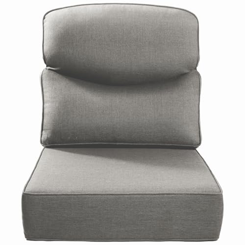 Luxury 24x24x6 Inch Smile Outdoor Cushions - 1 Set Deep Seat Water-Resistant Patio Furniture Replacement Cushion for Wicker Rattan Wood Metal Chair Glider Rocker Loveseat Sofa - Grey - color: Grey/Smile, size: 24x24x6"(Regular Back)