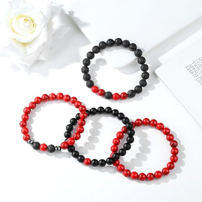 Mens Beaded Bracelets, 8MM Beaded Bracelets for Men, Natural Tiger Eye Bead Bracelet, Stretch Elastic Beads Bracelets for Men