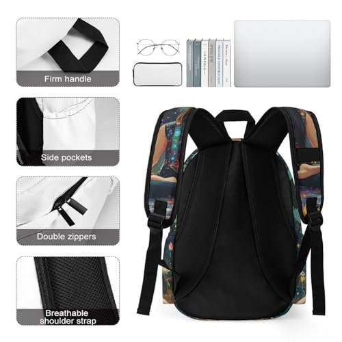 Seven Chakra Yoga Meditation Cute Backpack Printed Shoulder Bag Travel Daypack Camping Work Bags for Men Women