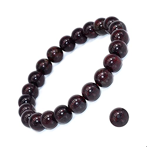 8mm Natural Gemstone Stretch Bracelet, Handmade Unisex Crystal Bracelets for Meditation, Yoga, Spiritual Healing & Positive Energy - color: bloodstone