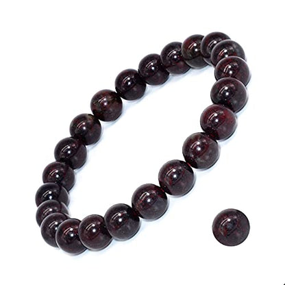 8mm Natural Gemstone Stretch Bracelet, Handmade Unisex Crystal Bracelets for Meditation, Yoga, Spiritual Healing & Positive Energy - color: bloodstone