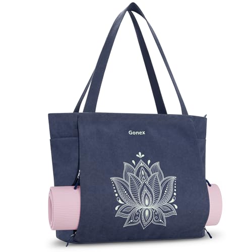 Gonex Yoga Mat Bag, Large Tote Bag with Multi Pockets for Women Men, Canvas Mat Carrier, Full Zipper Easy Access for Pilates Gym Travel - color: Blue, size: XL (19.5*7*17inch)