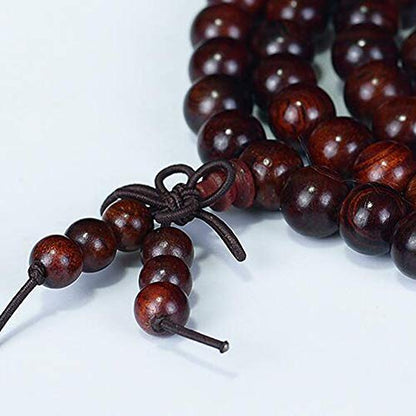 JAJAFOOK 10mm 108 Mala Beads Natural Fragrant Mahogany Meditation Tibetan Buddhism Prayer Beads Round Polished Rosary for Men Women,10MM - style: 10mm