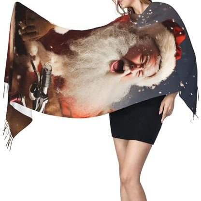 Astronaut Sitting in Yoga Chakra Scarf for Women Warm Soft Scarves Fashion Fringed Shawl Casual Tassel Blanket Scarf - color: Christmas Accidents