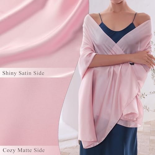 RIIQIICHY Women Shawls and Wraps for Evening Dresses Like Chiffon Silk Scarf Formal Silky Pashmina Shawls for Weddings - color: Pink-1