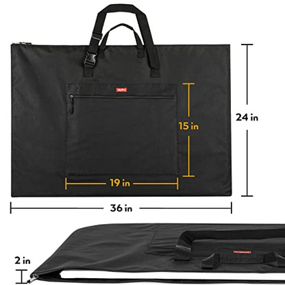 Nicpro Light Weight Art Portfolio Bag, 24 x 36 Inches Waterproof Art Portfolio Case with Shoulder & Handle Carry, for Artwork, Poster, Sketch Drawing, Canvas, Photography, Solar Panel Storage - size: 24 x 36 inches