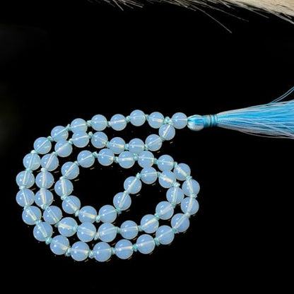 Certified Opalite 108 Beads meditation mala Jaap Mala Knotted Prayer Necklace, 108 Beads Mala Necklace For Yoga, Heart Chakra Necklace