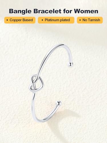U7 Unisex Simple Cuff Bracelet 18K Real Gold Platinum Plated Fine Bracelets Fashion Jewelry Open Bangle Cuff Bracelets, Twisted or Heart Style - color: D.Knot Bracelet-Platinum