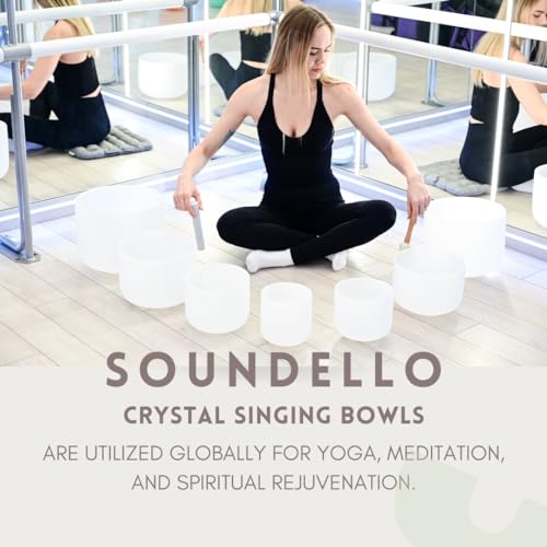 6-12inch White 432hz Quartz Crystal Singing Bowls Set of 7, for Healing Mindfulness Meditation Yoga Sound Baths with Case Mallet Suede Striker - color: White Singing Bowls, size: 6-12 inch A-G Note 432hz