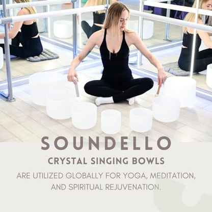 6-12inch White 432hz Quartz Crystal Singing Bowls Set of 7, for Healing Mindfulness Meditation Yoga Sound Baths with Case Mallet Suede Striker - color: White Singing Bowls, size: 6-12 inch A-G Note 432hz