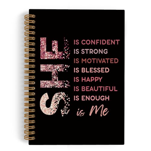 She Is Me Inspirational Spiral Notebook, Rose Gold Self Care Journal Notebook, Positive Notebooks for School Work, Self Love Office Supplies Gifts for Women Girls, 5.5x8.3 Inch - color: rose, size: 5.5x8.3