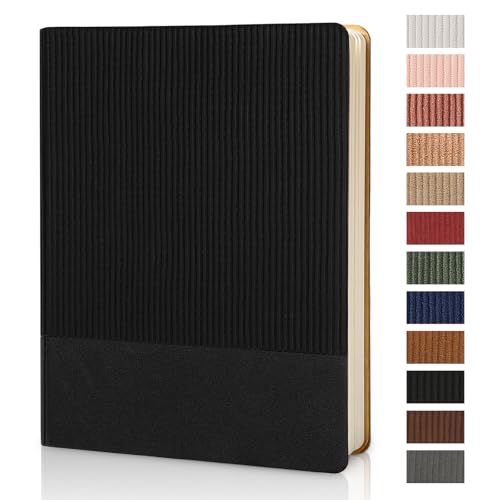 Lined Journal Notebook for Work College Ruled Note Book 7.2"x9.6" B5 PU Leather Daily Journaling 160 Pages for Women Men Writing Home School Supplies Business (Black) - color: 07-Black-1pack, style: B5 Lined 160pages