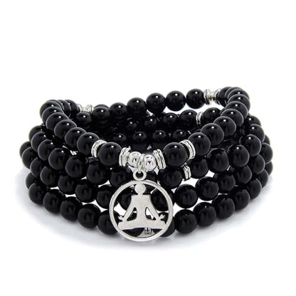 Yoga Charm 108 Mala Zen Buddha Beads Bracelet Necklace for Men or Women
