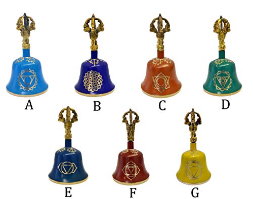Poshnpretty Tibetan Bell Note A B C D E F G Chakra Meditation Harmony 5.5" Long (Violet Crown Chakra (Note B)) - color: Violet "Crown Chakra" (Note "B")