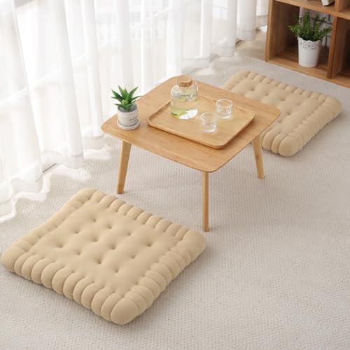 LINGXIYA Large Floor Cushions,Floor Pillow,Biscuit Cushion,Floor Pillow for Meditation or Yoga,Square Large Pillows Seating for Adults Kids,19.7x23.6 Inch(Apricot)