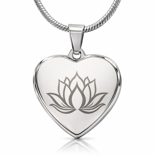 quan jewelry Yoga Lotus Flower Pendant Necklace with Om Symbol, Happy Birthday Gifts Ideas for Mom, Daughter, Women with Inspirational Quote on Gift Card - color: Silver-Tone 2