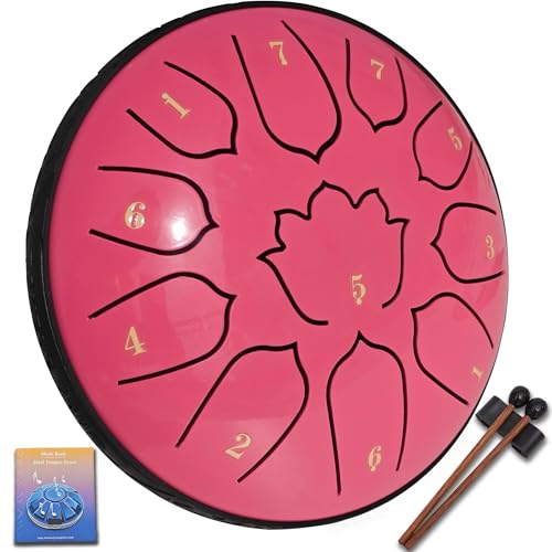 6.5-Inch 11-Note Steel Tongue Drum, Rain Drum for Outside and Garden, Musical Gift for Family and Friends, Great for Music Learning, Yoga and Meditation - color: Candy Pink, size: 6.5 Inch 11 Notes