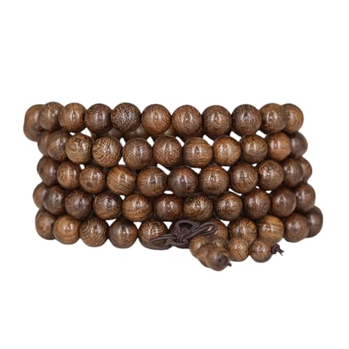 108 8mm Wooden Mala Necklace Bracelet for Men and Women, Prayer Meditation Buddhist or Wear Jewelry, for Gifts for Yourself or Friends and Family. - color: Golden Sandalwood