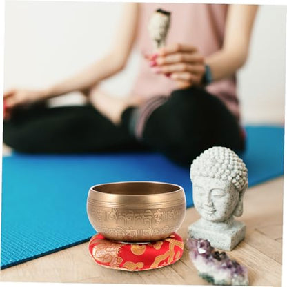 Handmade Singing Bowl Set Meditation Tool with Mallet and Gasket for Yoga Relaxation Music Therapy Portable Lightweight Sound Bowl for Mindfulness and Chakra Healing