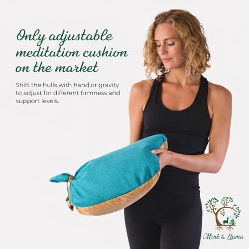 MONK & LLAMA Meditation Cushion Floor Cushion for Yoga & Sitting – Zafu Pillow for Proper Posture & Spinal Alignment, Comfortable Buckwheat Support with Washable Cover for Meditation, Home & Office