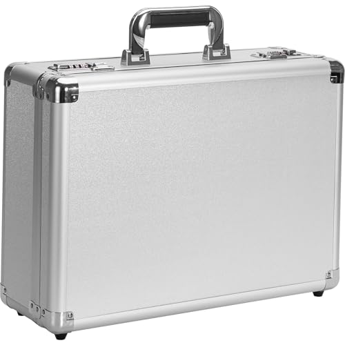 File Organizer Storage Box - 18.9 x 14.6 x 6.3 Inch X-Large, Portable Locking Storage Totes with Dual Combination Locks for Cash, Documents & Valuables - Silver - color: Silver, size: Extra Large