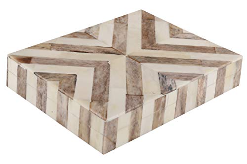 Handicrafts Home Decorative Keepsake Box 8x5 – Small Organizer Box with Lid, Boho Decorative Storage, Retro Memory Box, Unique Coffee Table Décor, Jewelry or Trinket Box, Modern Shelf Decorative Box - color: CHEVRON-BROWN, size: 8x5x1.5 inch