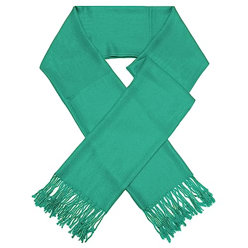 Glory Max Women Large Soft Silky Pashmina Shawl Wrap Scarf in Plain Solid Colors - color: Teal