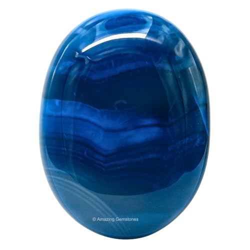 Amazing Gemstone Blue Onyx Crystals and Healing Stones - Large Palm Stone Crystals Piedra - Crystal for Good Luck, Balanced Positive Energy, Meditation - Unique Stocking Stuffers Gifts for Women, Men - color: Blue Onyx