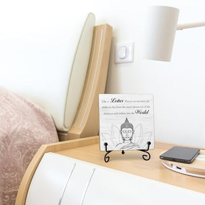 Buddha Life Quote Desk Decor, Funny Office Inspirational Gifts for Family Friends, Meditation Room Tabletop Decor, Zen Home Office Wooden Plaque Sign with Stand (J07) - style: Buddha Life