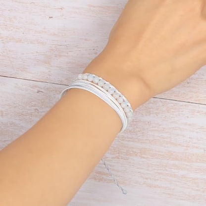 Handmade Healing Bracelet,6mm Natural Gem Stone Bracelet rope bracelet - color: Moonstone (New Beginnings), size: 4mm