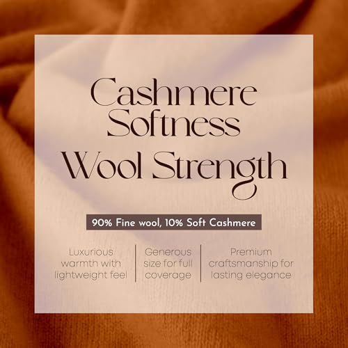 Velanio Cashmere Luxury Knitted Wrap Travel Shawl Scarf, Pashmina Stole, All-Season Scarf for Women Cashmere Wool Blend - color: Sienne
